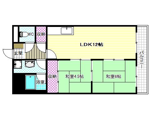 柏原ファミリーハイツ(2LDK/3階)の間取り写真
