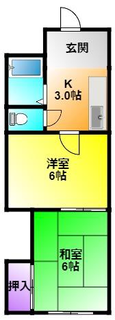 久米コーポII(2K/2階)の間取り写真