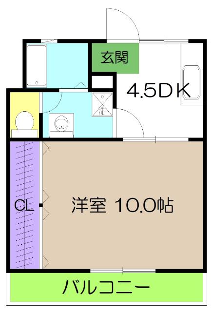 アバイド(1DK/3階)の間取り写真