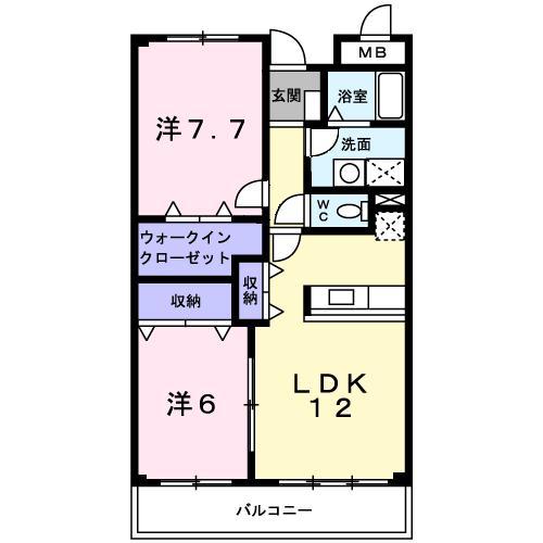 ベル プロムナード(2LDK/2階)の間取り写真