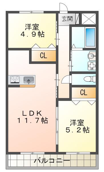 メゾン・ド・ミレ・オ(2LDK/3階)の間取り写真