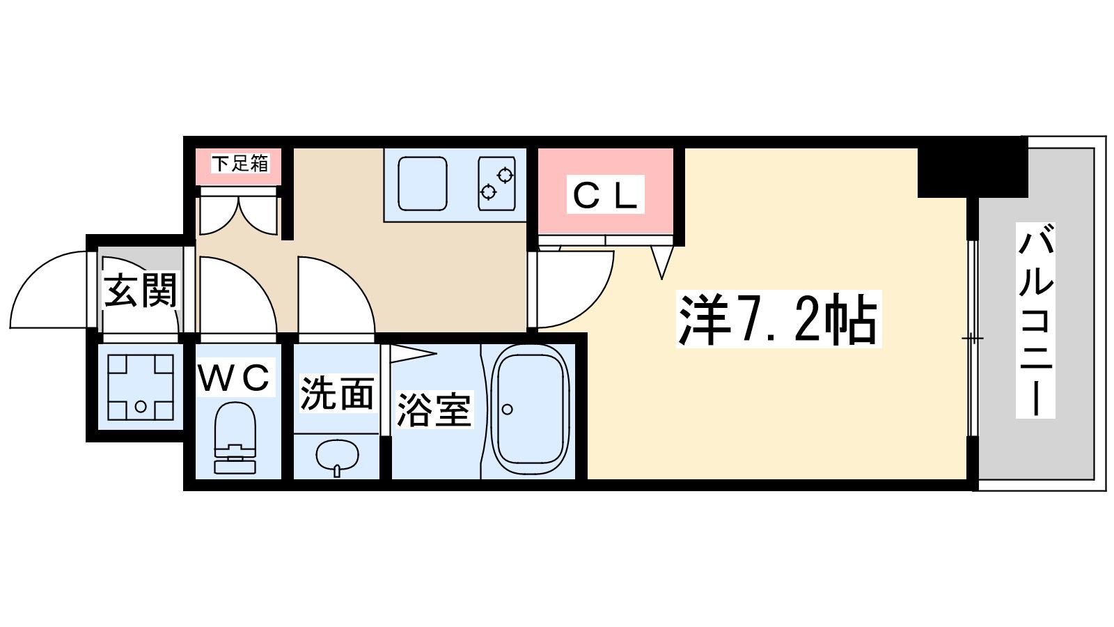 レジュールアッシュ梅田レジデンス(1K/13階)の間取り写真