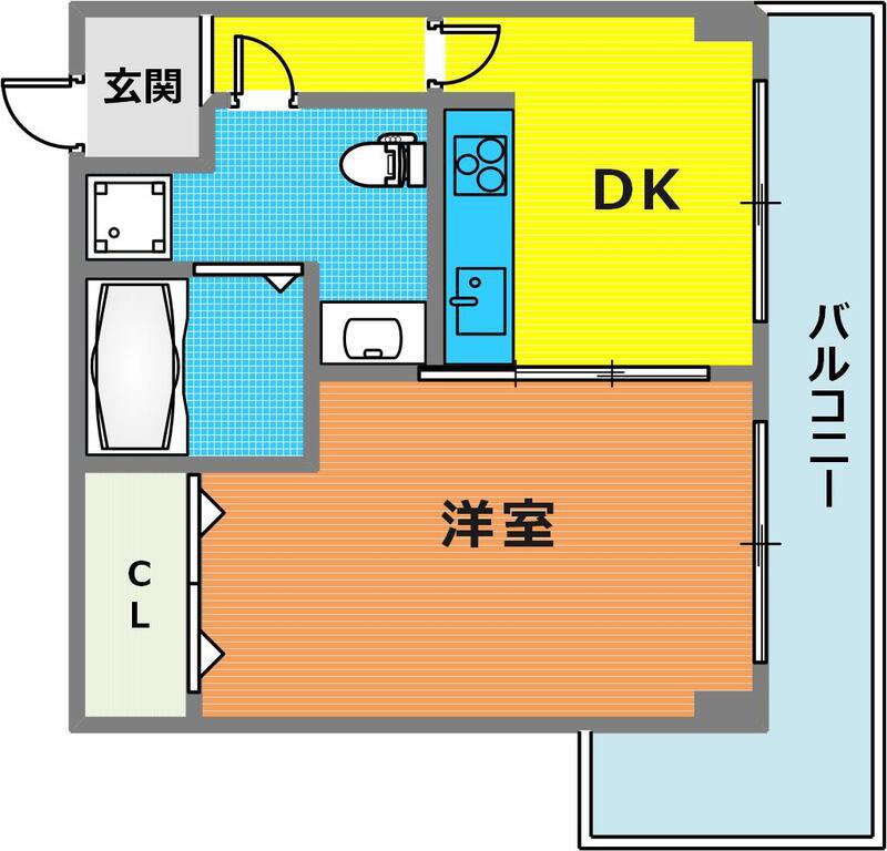 山手ダイヤハイツB(1DK/8階)の間取り写真