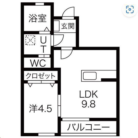 ヘリアンサス常盤台(1LDK/1階)の間取り写真