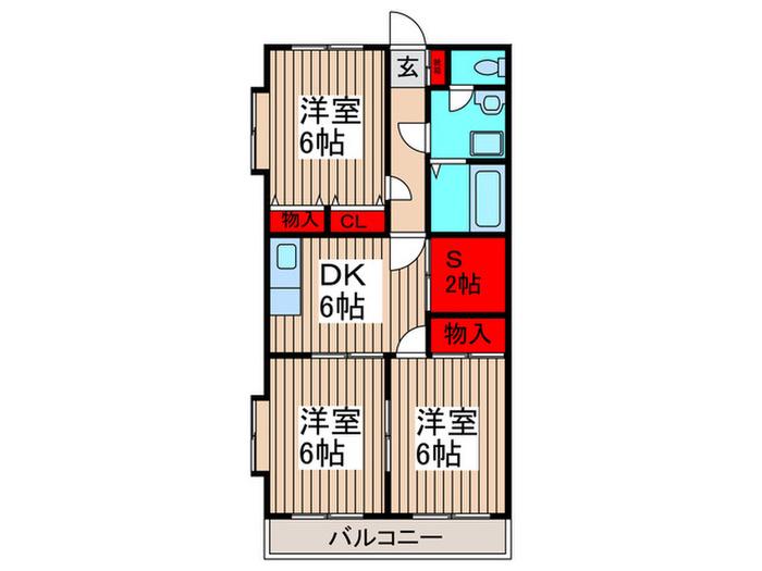 ピース嶋村(3SDK/2階)の間取り写真
