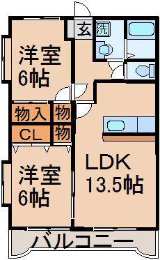 ハイツ多摩(2LDK/2階)の間取り写真