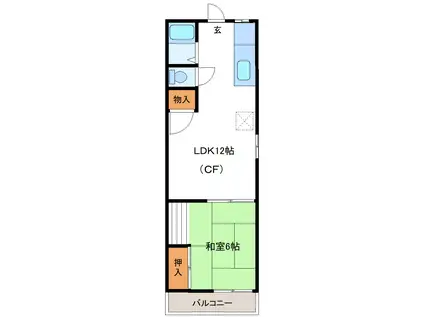 リバーサイドハイツ(1LDK/2階)の間取り写真