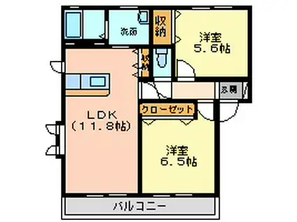 ビューパレーBC(2LDK/1階)の間取り写真
