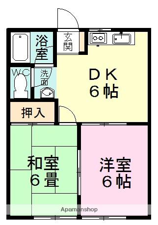 ニューエステート(2DK/1階)の間取り写真
