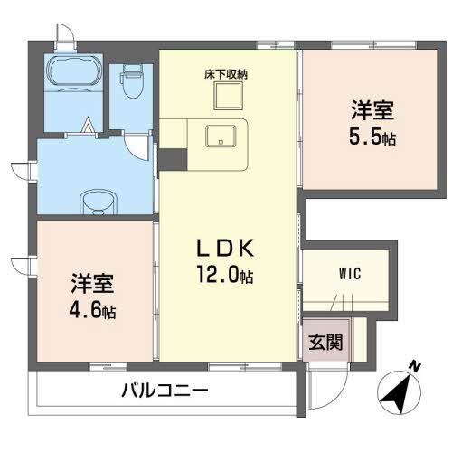 メゾンスカイヒルズF棟(2LDK/1階)の間取り写真