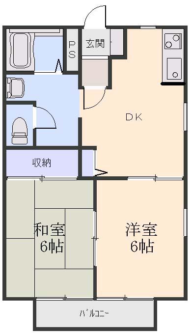 ディアス城東(2DK/2階)の間取り写真