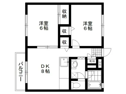 コージーハイム(2DK/3階)の間取り写真