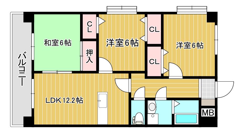 ミラドールF(3LDK/7階)の間取り写真