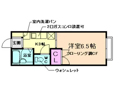 クリオコート箕面(1K/2階)の間取り写真