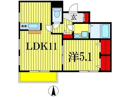 インペリアルII(1LDK/1階)の間取り写真