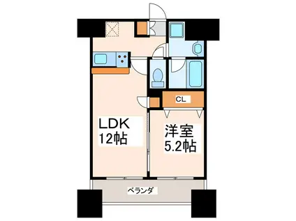 フォーエス新町(1LDK/5階)の間取り写真