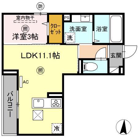 PREMILIFE寿町(1LDK/3階)の間取り写真