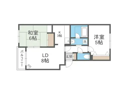 ウィスタリア北郷(2LDK/4階)の間取り写真