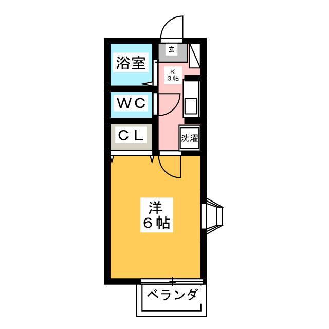 シンフォニー(1K/1階)の間取り写真