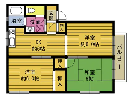 エスポアールC(3DK/2階)の間取り写真