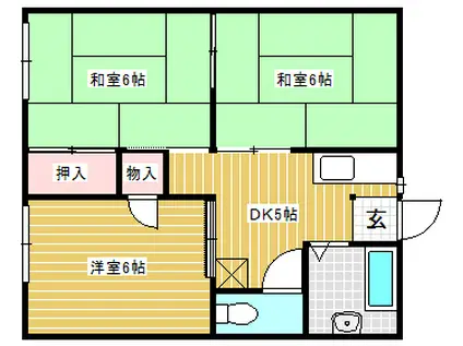 コーポラスタカハB棟(3DK/1階)の間取り写真
