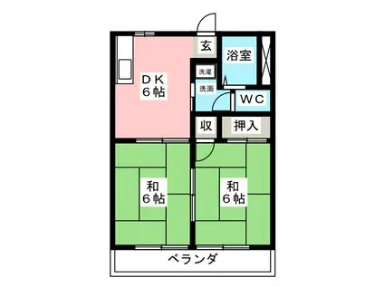 東濃園ハイツ(2DK/2階)の間取り写真