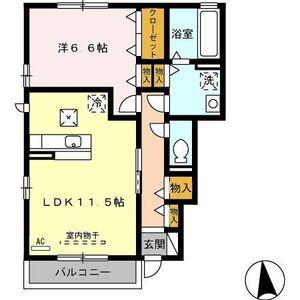 リコ プロスペラーレ(1LDK/1階)の間取り写真