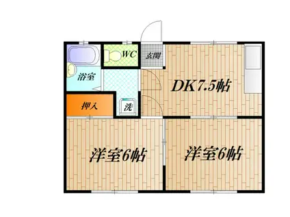 GREEN CORP. NEMOTO(2DK/1階)の間取り写真