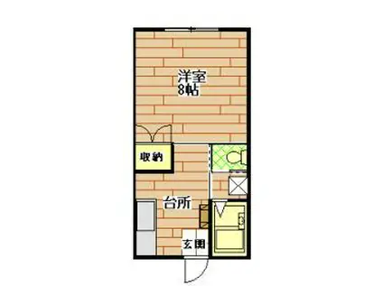 クイーンハイム(1K/2階)の間取り写真