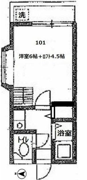 フラットチクマ(1K/1階)の間取り写真