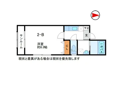 パークサイド石金(1K/2階)の間取り写真