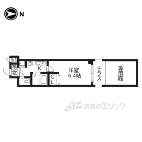 プレサンス京都四条烏丸クロス(1K/1階)の間取り写真