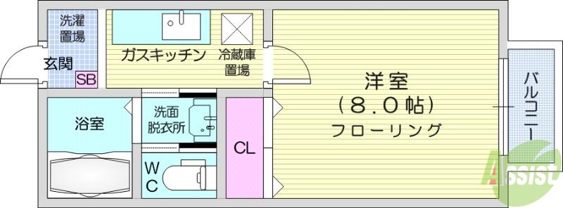 アルテック60(1K/2階)の間取り写真