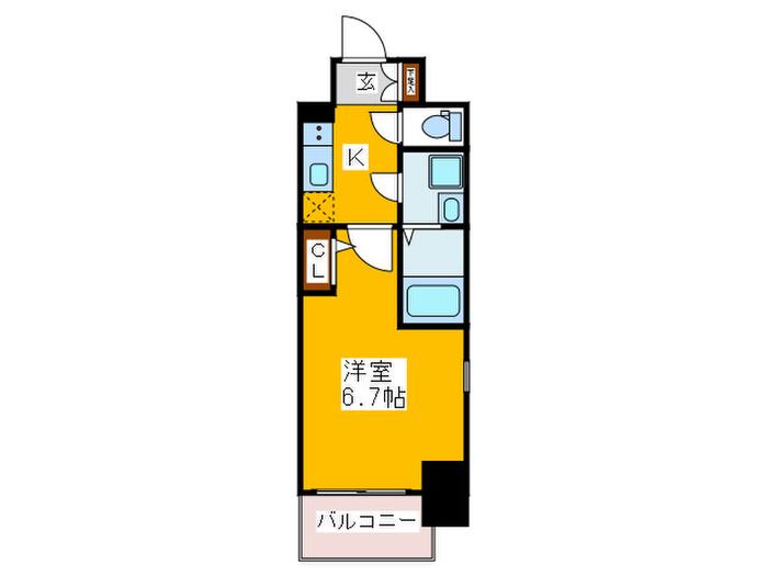 エスリード大阪上本町グリーズ(1K/15階)の間取り写真