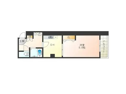 プレアデス本田(1DK/2階)の間取り写真