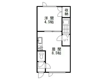 コーポすみれ(1DK/2階)の間取り写真