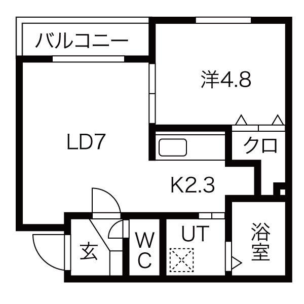 地下鉄東西線 二十四軒駅 徒歩7分 4階建 築8年(1LDK/4階)の間取り写真