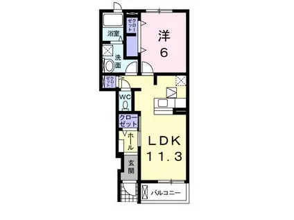 グレイス ヒルI(1LDK/1階)の間取り写真