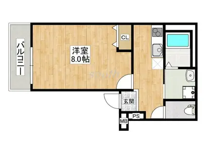 フジパレス浜寺諏訪森東II番館(1K/2階)の間取り写真