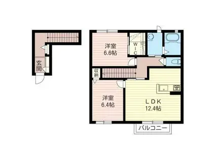 レジデンスクロルセA(2LDK/2階)の間取り写真