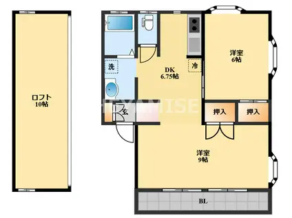 ロイヤルハウス目代(2DK/1階)の間取り写真
