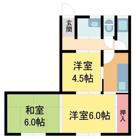 かつみ荘(3K/2階)の間取り写真