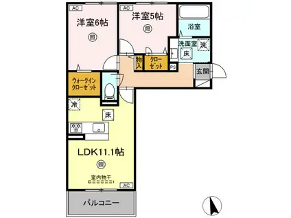 ランドマーク(2LDK/1階)の間取り写真
