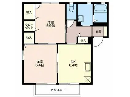シャーメゾンランブル E101(2DK/1階)の間取り写真
