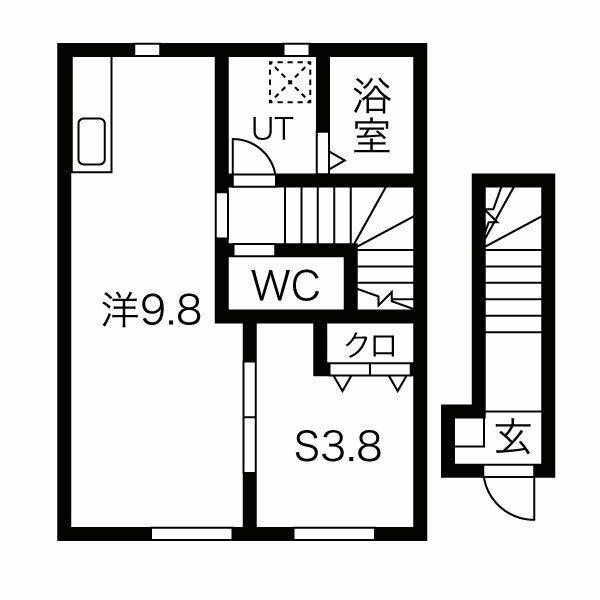 MONCIEL(1LDK/2階)の間取り写真