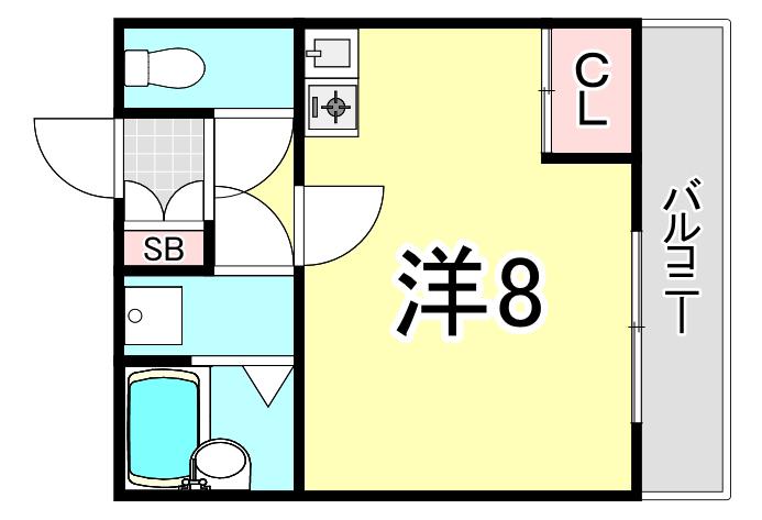 サンハイツ香枦園(ワンルーム/1階)の間取り写真