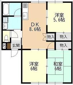 ピアー横手(3DK/1階)の間取り写真
