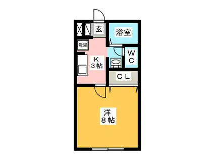 リヴェールSII(1K/2階)の間取り写真