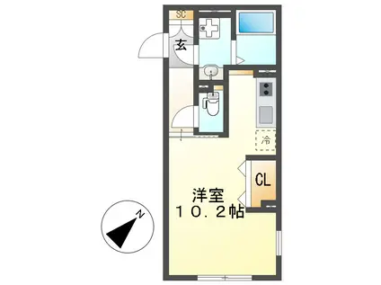 WELLCOURT NAKAMURA‐KOUEN(ワンルーム/3階)の間取り写真