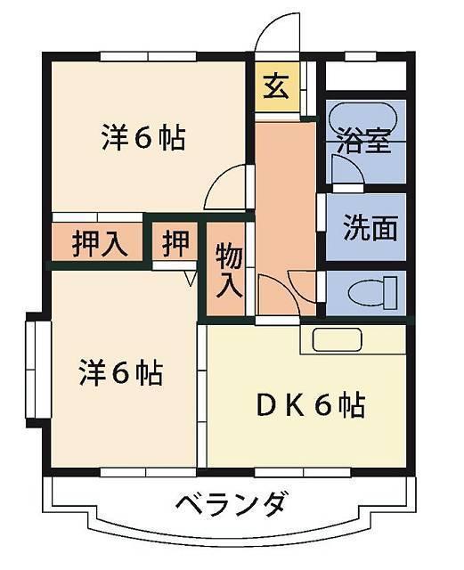 エール・アヴェニュー(2DK/3階)の間取り写真